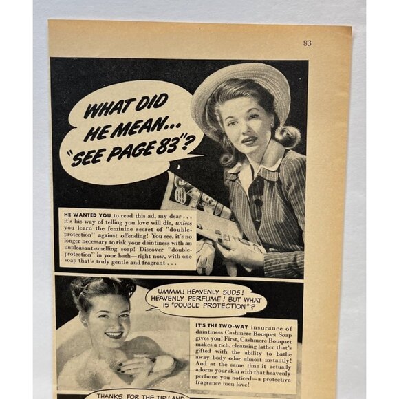 Cashmere Bouquet Soap Vintage Print Ad 1940s Retro Bath Beauty Wall Decor - Picture 4 of 6